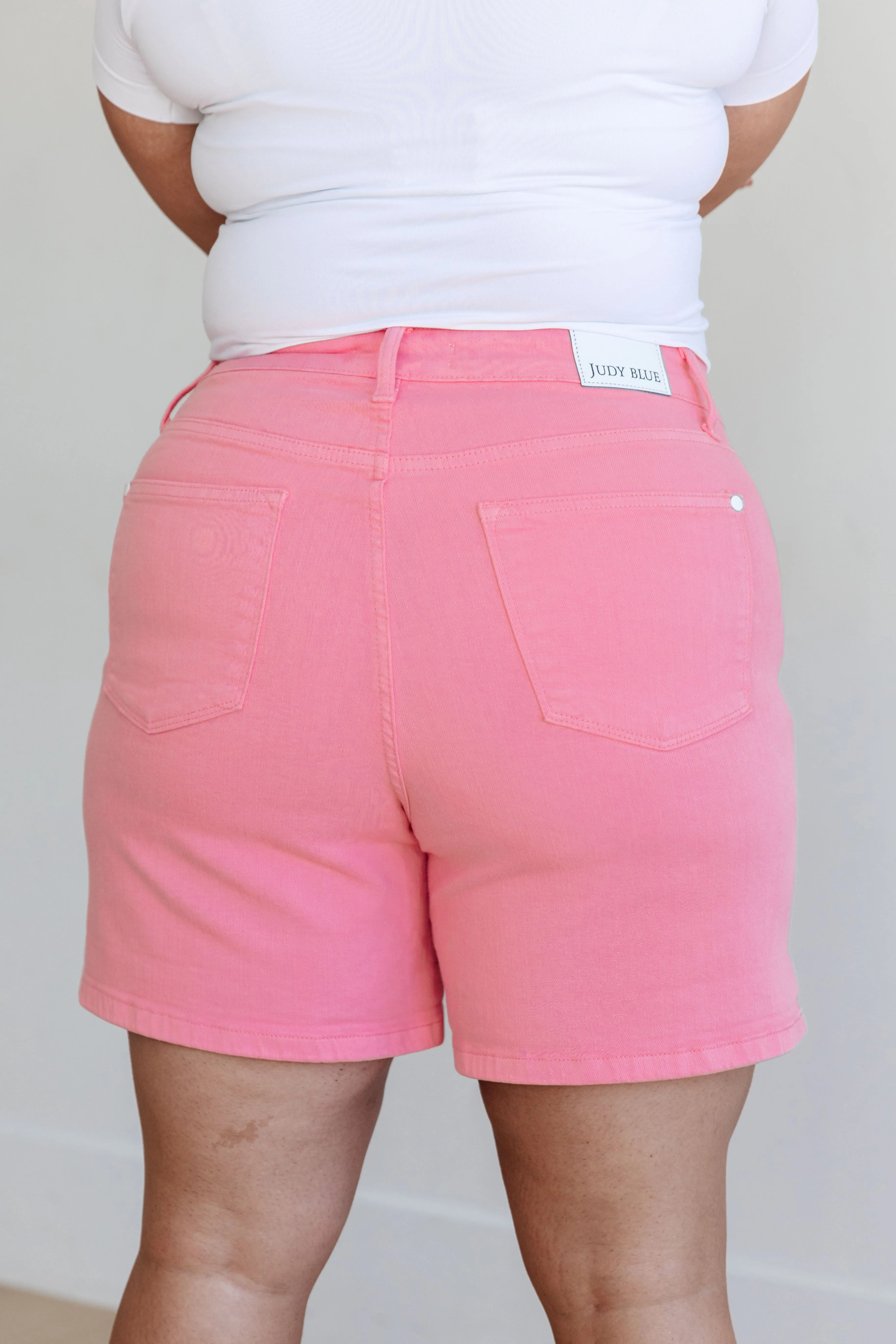 Pink Women's High Waisted Shorts with Control Top